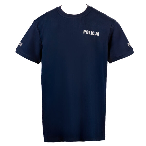 Koszulka T Shirt Policja 100% Bawełna Granatowa Odblaskowa