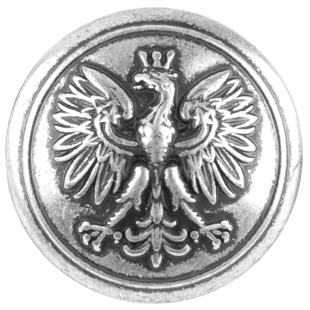 Policyjny Guzik z Orłem Srebrny Przecierany 22 mm