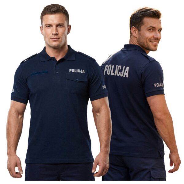 Koszulka Polo Policja z Pagonami Bawełna Granatowa Służbowa