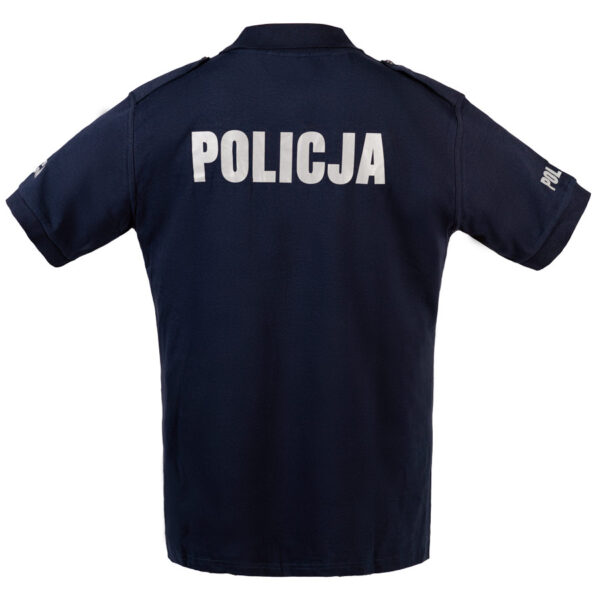 Koszulka Polo Policja Męska z Pagonami Bawełna Granatowa Służbowa - obrazek 3