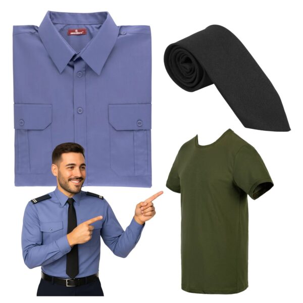 Zestaw Męski Sił Powietrznych: Koszulo-bluza Długi Rękaw, Krawat, T-shirt khaki