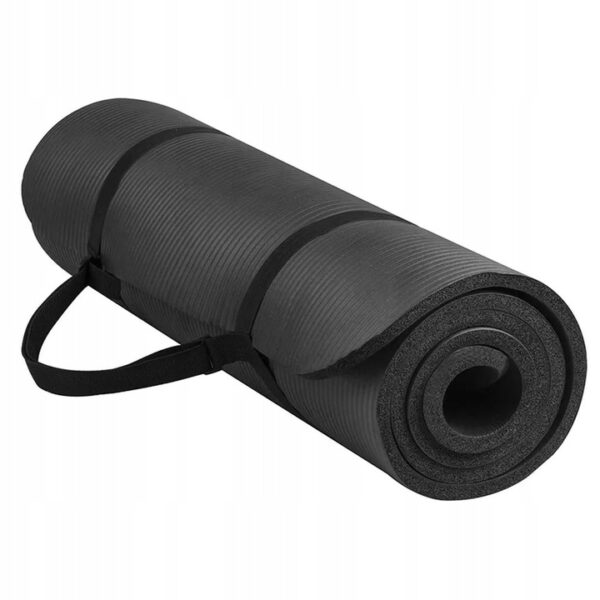 Mata do ćwiczeń czarna gruba miękka fitness pilates 1,5 cm NBR duża - obrazek 8