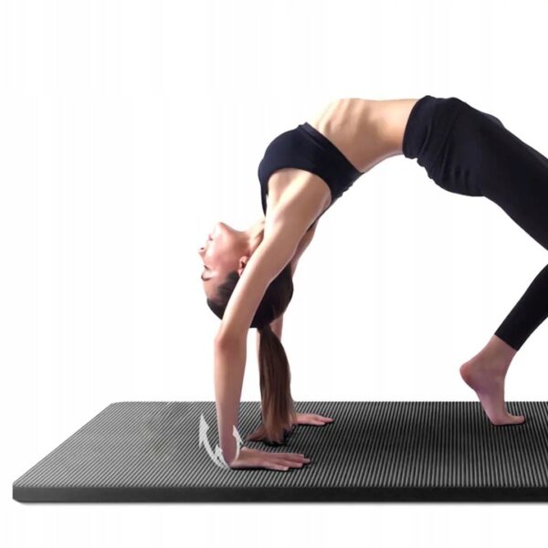 Mata do ćwiczeń czarna gruba miękka fitness pilates 1,5 cm NBR duża - obrazek 7