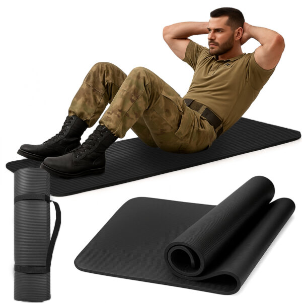 Mata do ćwiczeń czarna gruba miękka fitness pilates 1,5 cm NBR duża