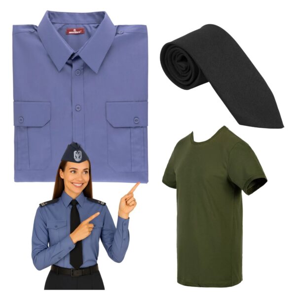 damska-koszulobluza-stalowa-krawat-koszulka-WP-8 Zestaw Damski Sił Powietrznych: Koszulo-bluza Długi Rękaw, Krawat Czarny, T-shirt khaki