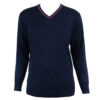 Sweter Męski Granatowy Vneck Długi Rękaw Stylowy Różowy Bawełna Akryl - obrazek 2