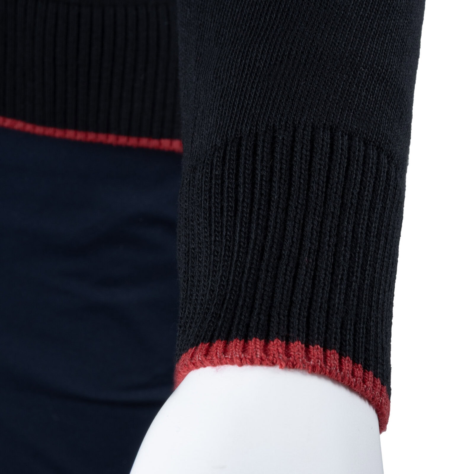 Damski Sweter Czarno Czerwony Stylowy na Guziki Bawełna Akryl - obrazek 5