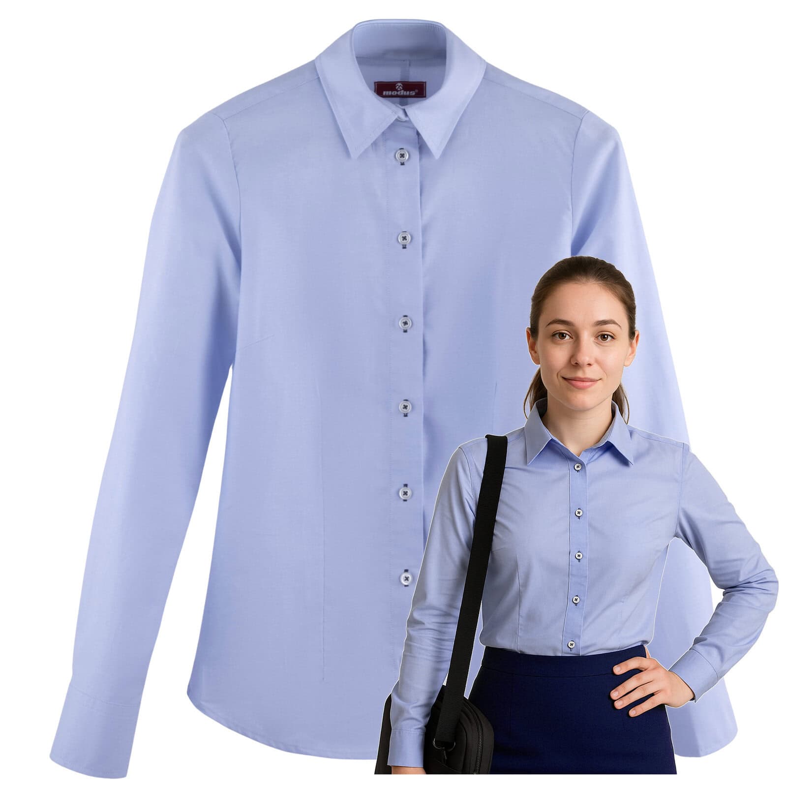 Koszula damska długi rękaw AIDA niebieska