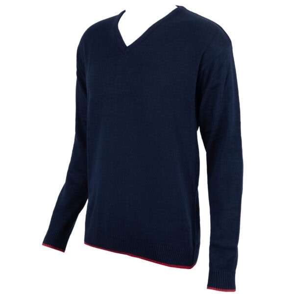 Sweter Męski Granatowy Vneck Długi Rękaw - obrazek 4