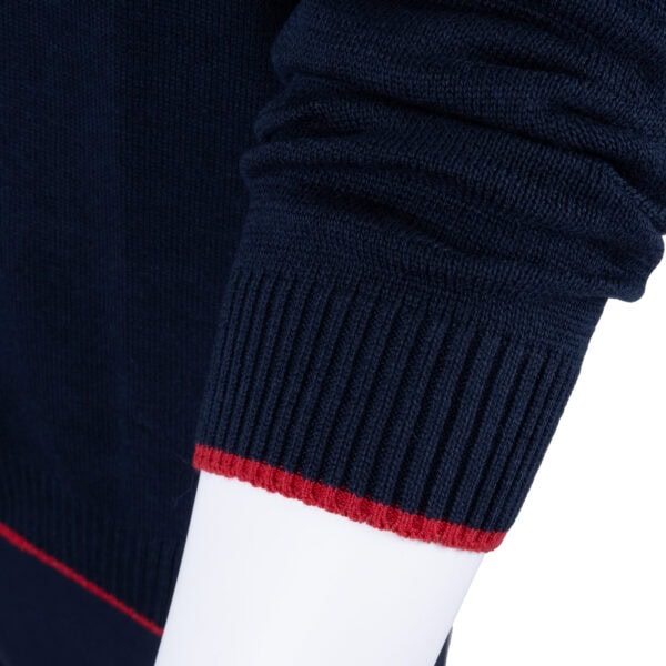 Sweter Męski Granatowy Vneck Długi Rękaw - obrazek 3