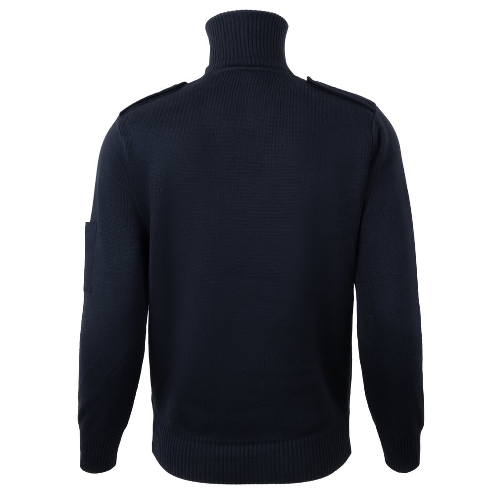 Sweter Męski NAVIGATOR Granatowy z Zamkiem i Pagonami Wełna - obrazek 6
