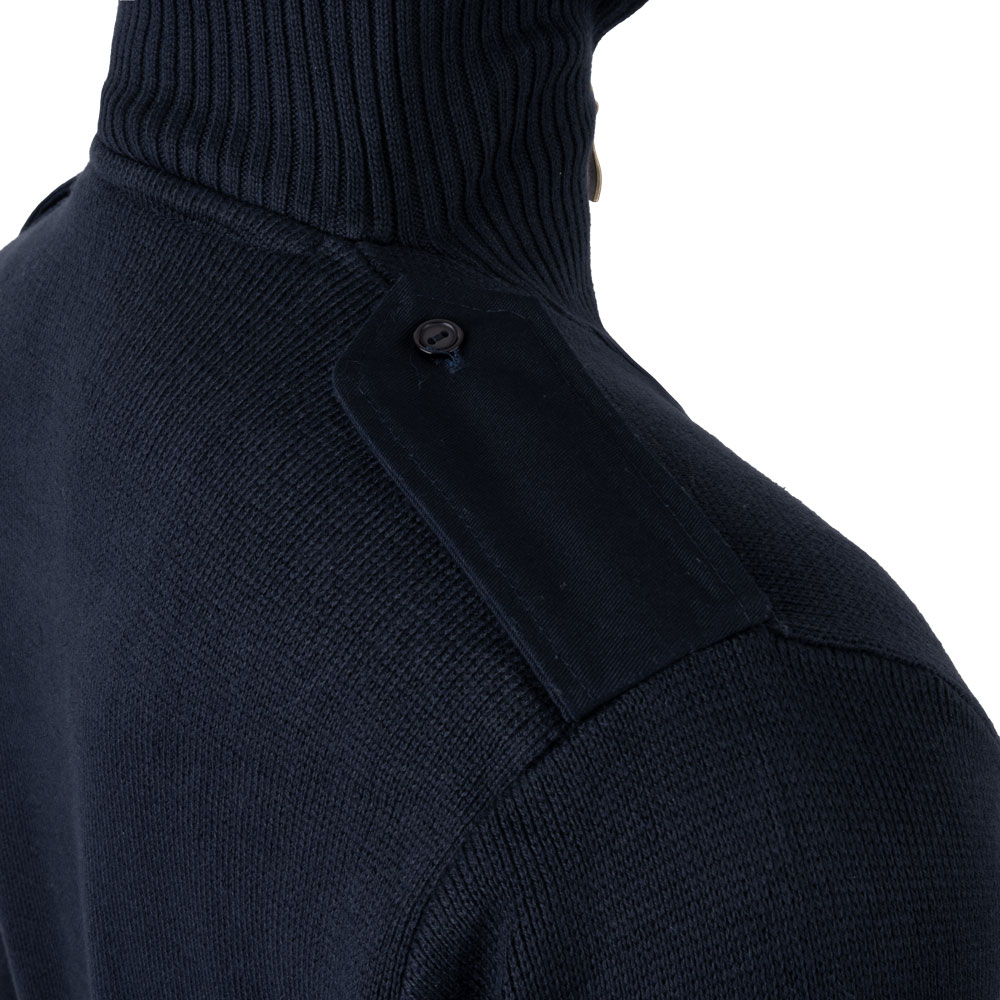Sweter Męski NAVIGATOR Granatowy z Zamkiem i Pagonami Wełna - obrazek 11