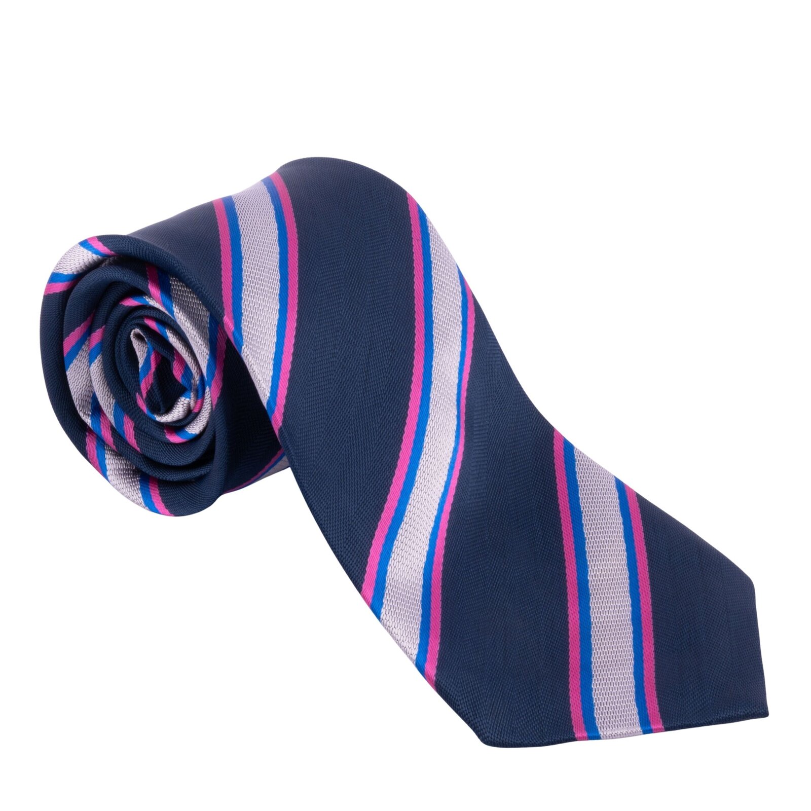 Krawat Męski Granatowy w Paski - obrazek 3
