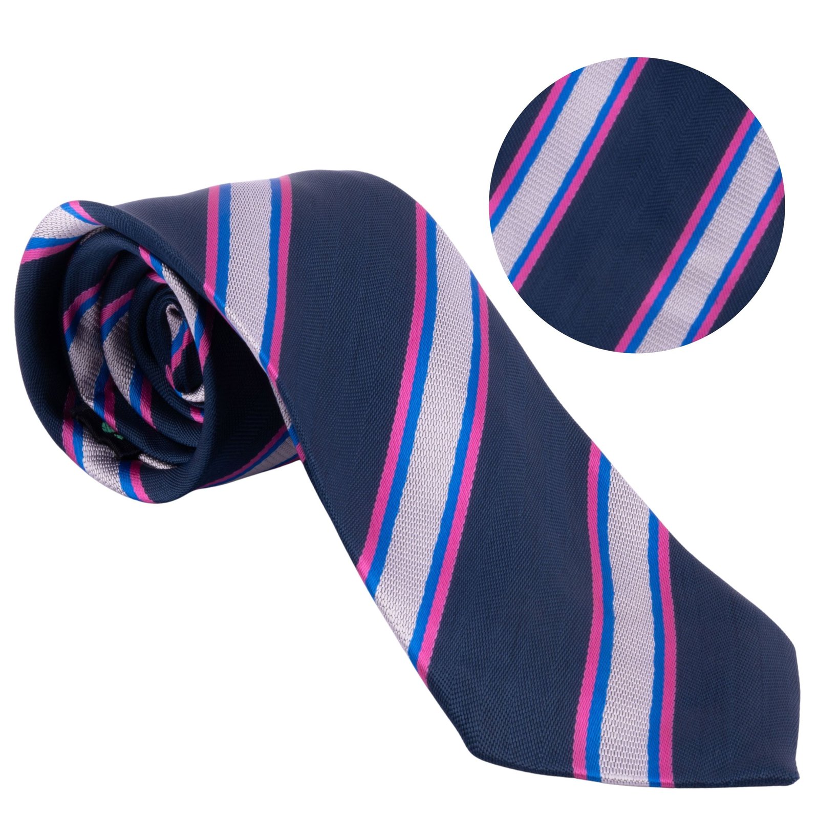 Krawat Męski Granatowy w Paski