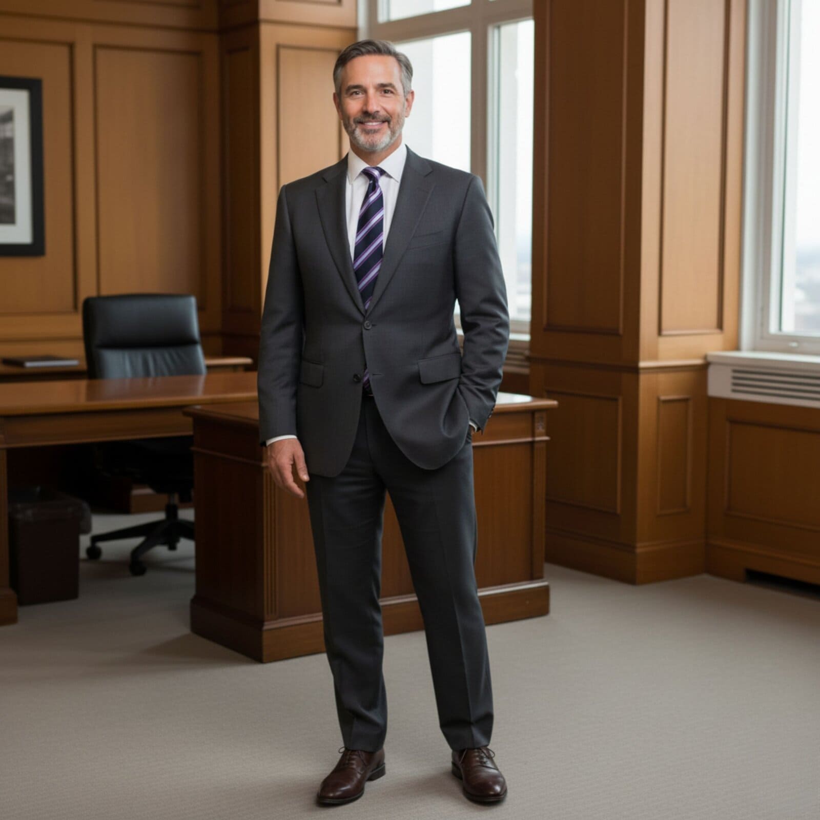 Krawat Męski Granatowy w Paski - obrazek 5