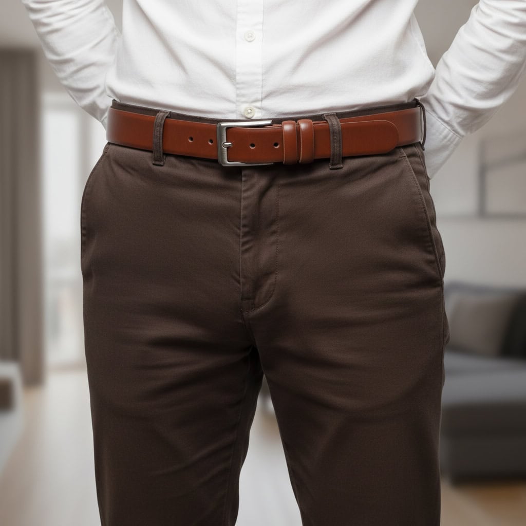 Pasek Skórzany Męski Brązowy 100% Skóra Naturalna - obrazek 6