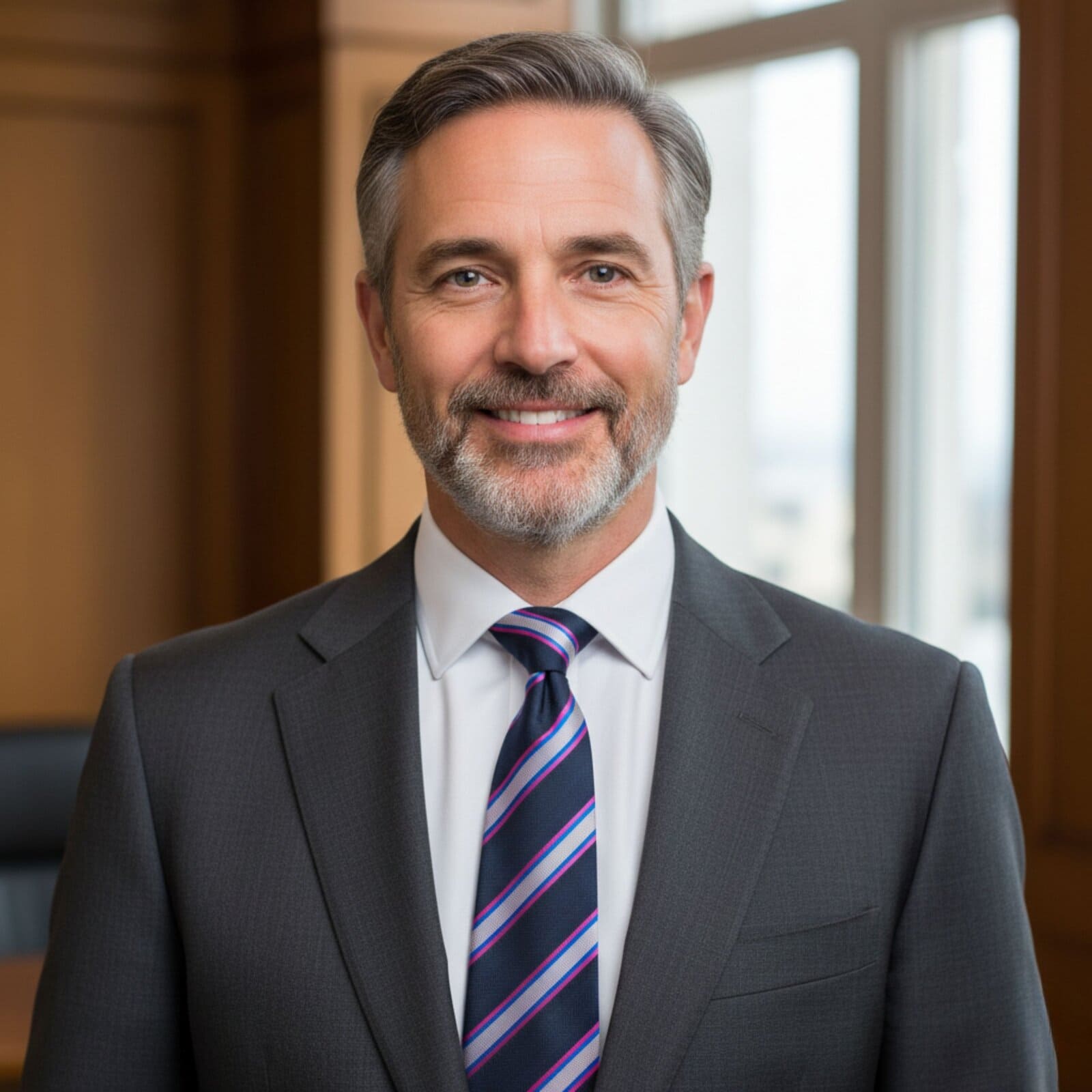 Krawat Męski Granatowy w Paski - obrazek 6