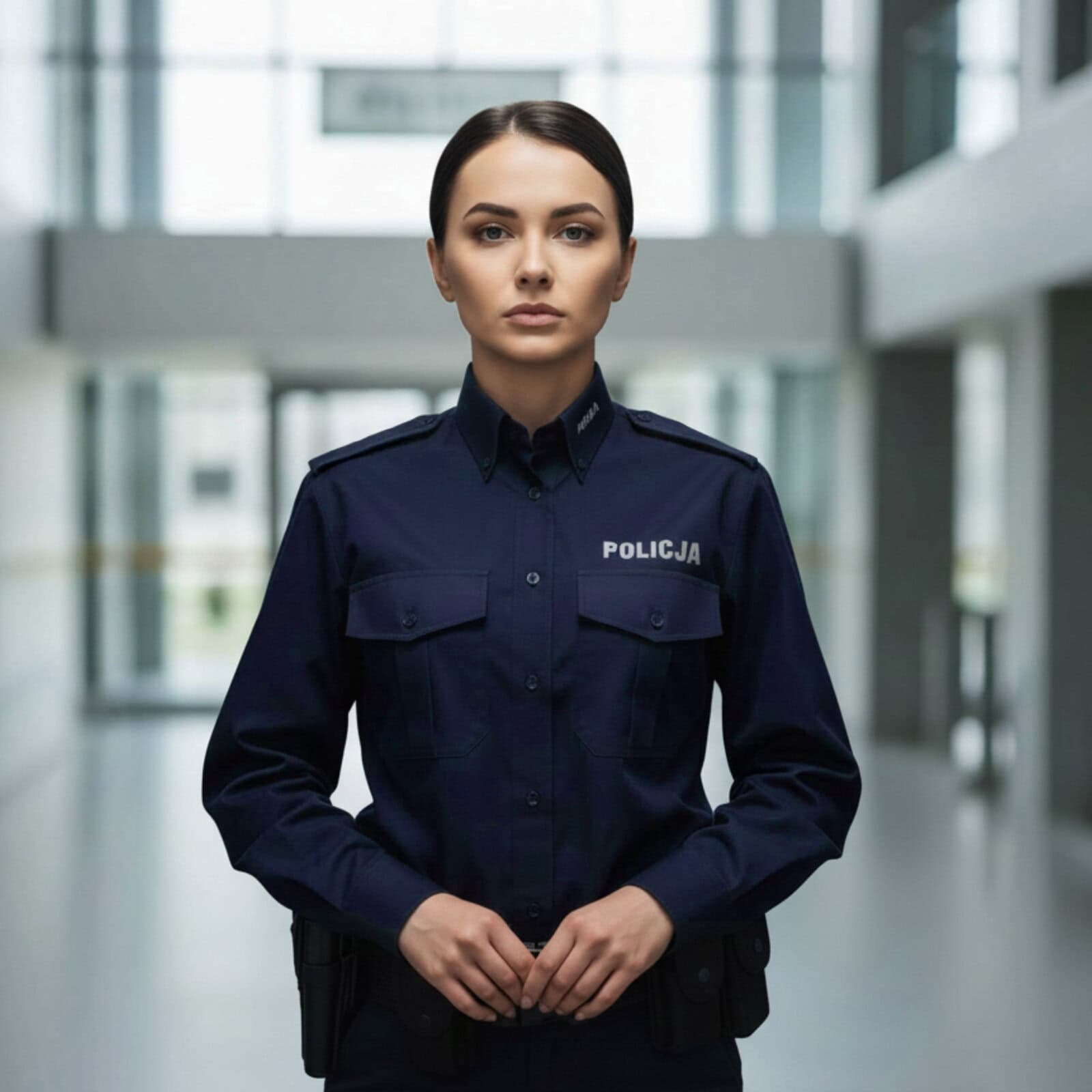 Koszula Damska Służbowa Granatowa Długi Rękaw Policja - obrazek 7