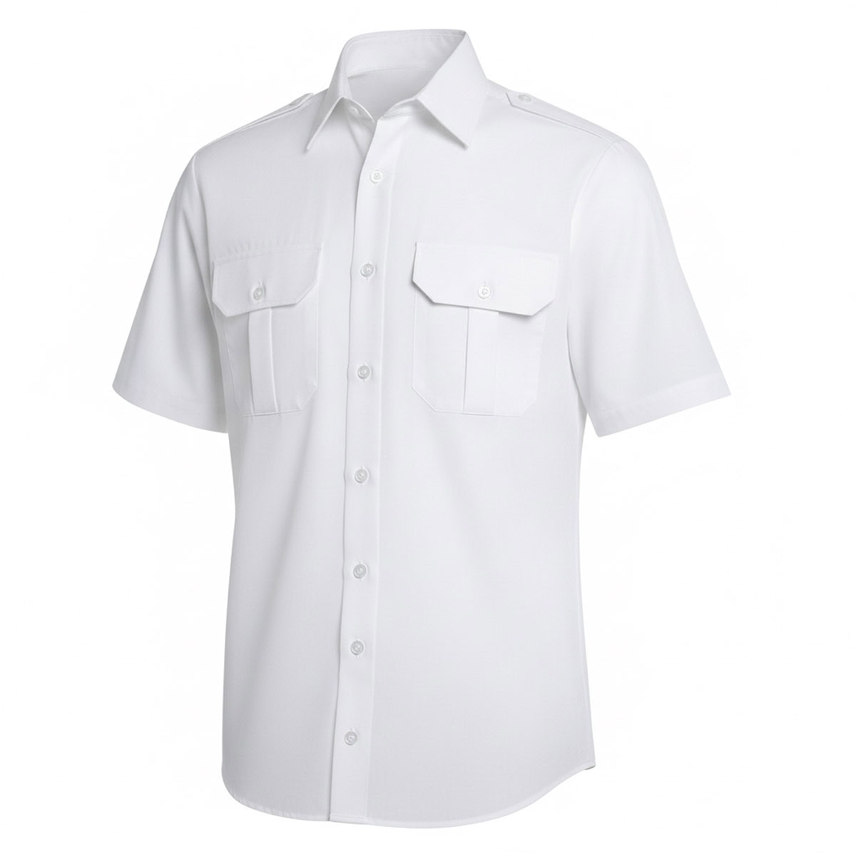 Koszula męska krótki rękaw biała slim pilot kapitan - obrazek 2