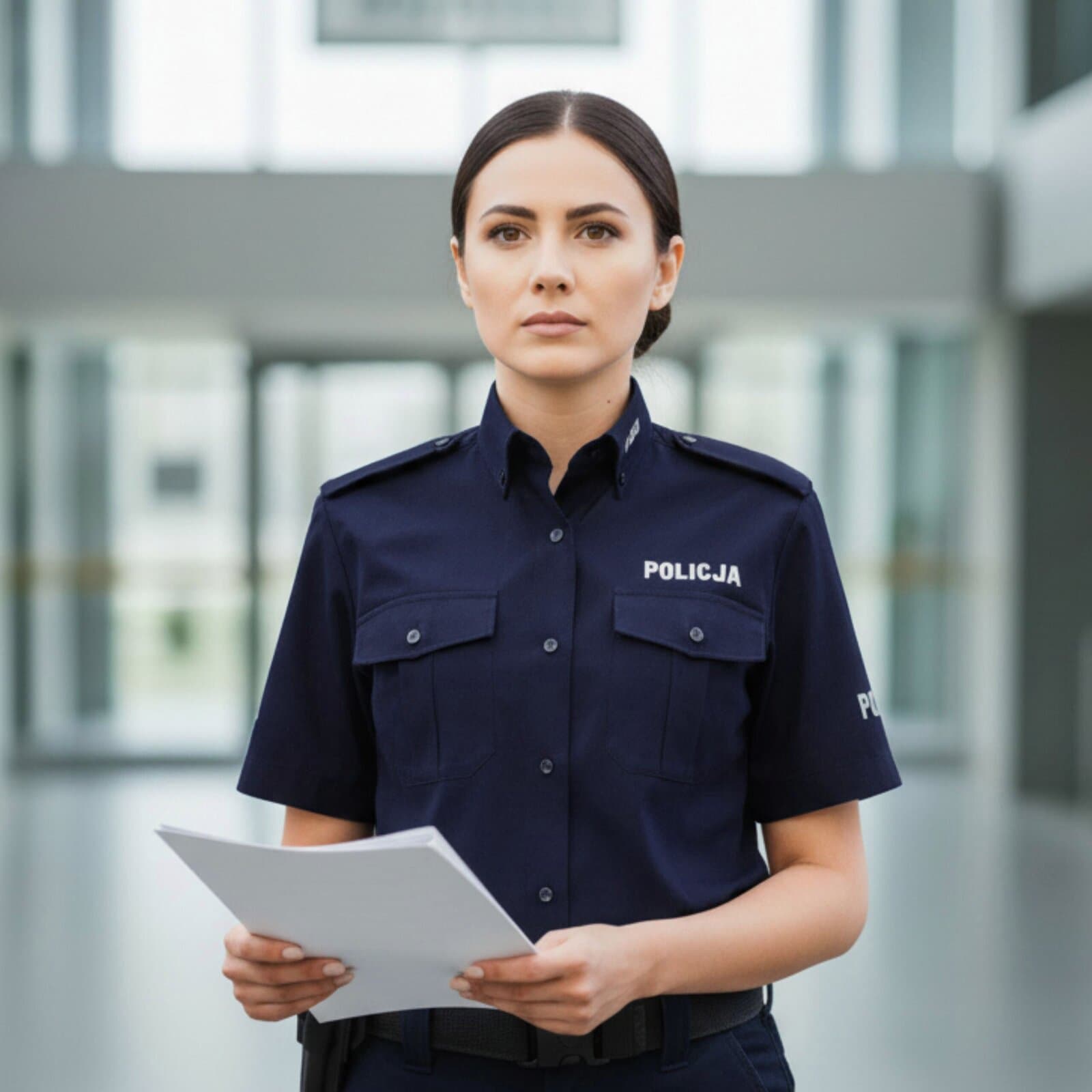 Koszula Damska Służbowa Granatowa Krótki Rękaw Policja - obrazek 7