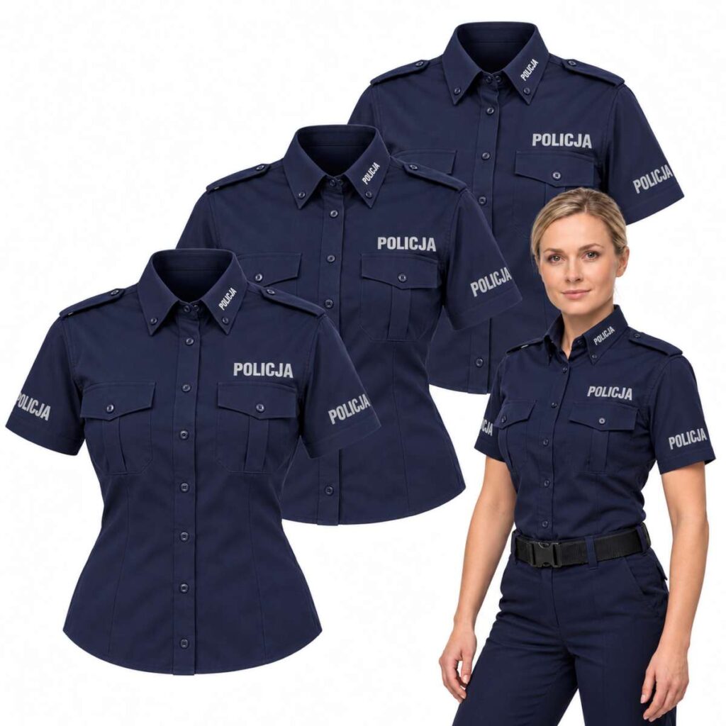 Koszula Damska Służbowa Zestaw 3-PAK Krótki Rękaw Policja
