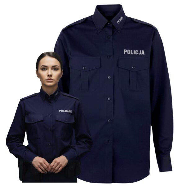 Koszula Damska Służbowa Granatowa Długi Rękaw Policja
