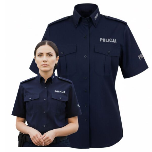Koszula Damska Służbowa Granatowa Krótki Rękaw Policja