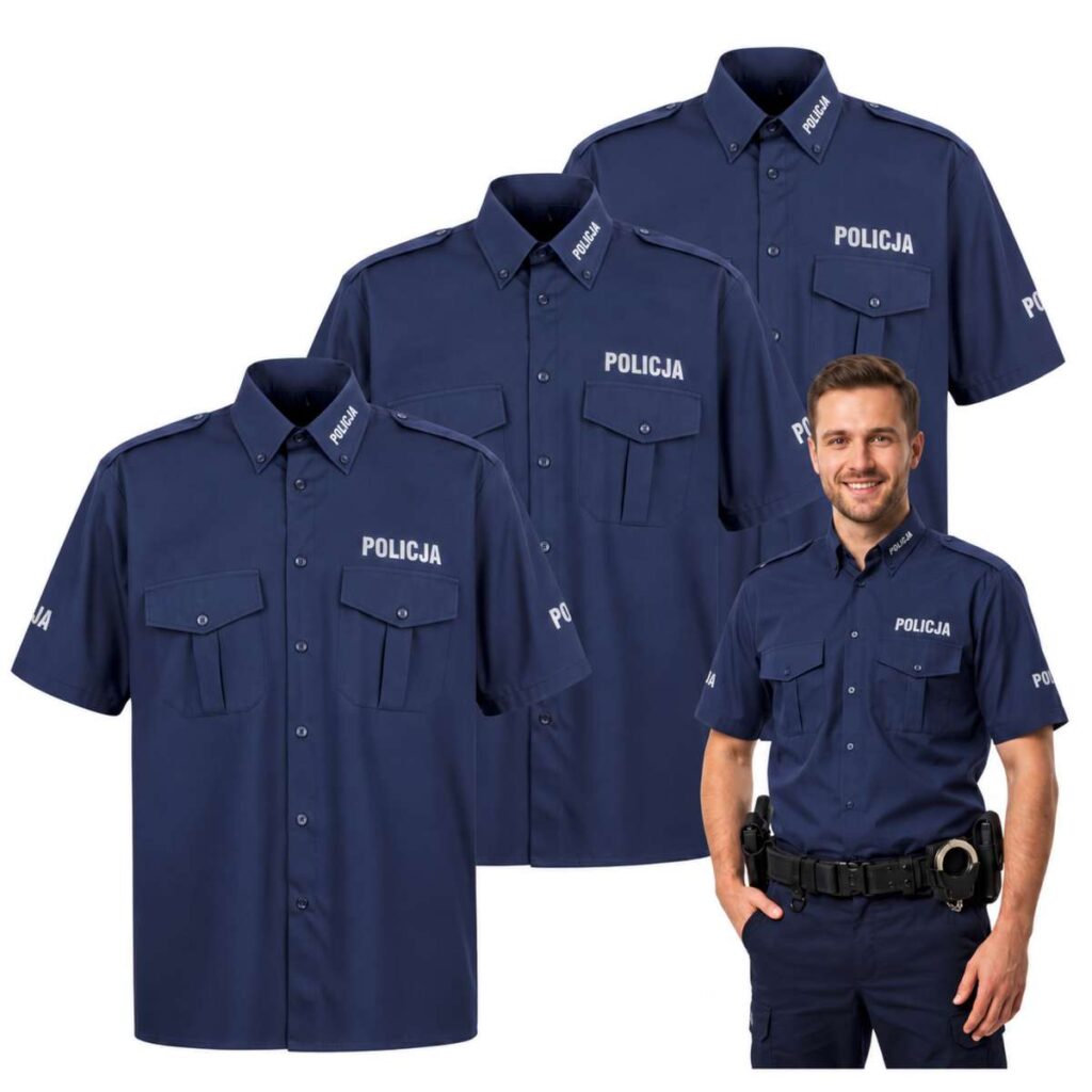 Koszula Męska Służbowa Zestaw 3-PAK Krótki Rękaw Policja
