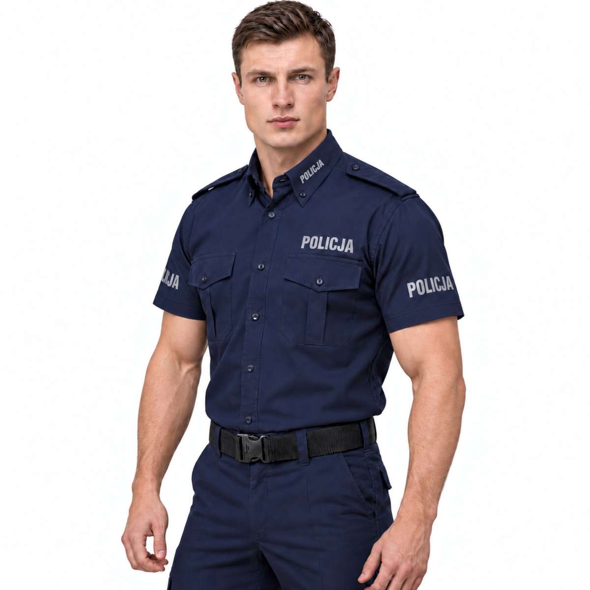 Koszula Męska Służbowa Zestaw 3-PAK Krótki Rękaw Policja - obrazek 4