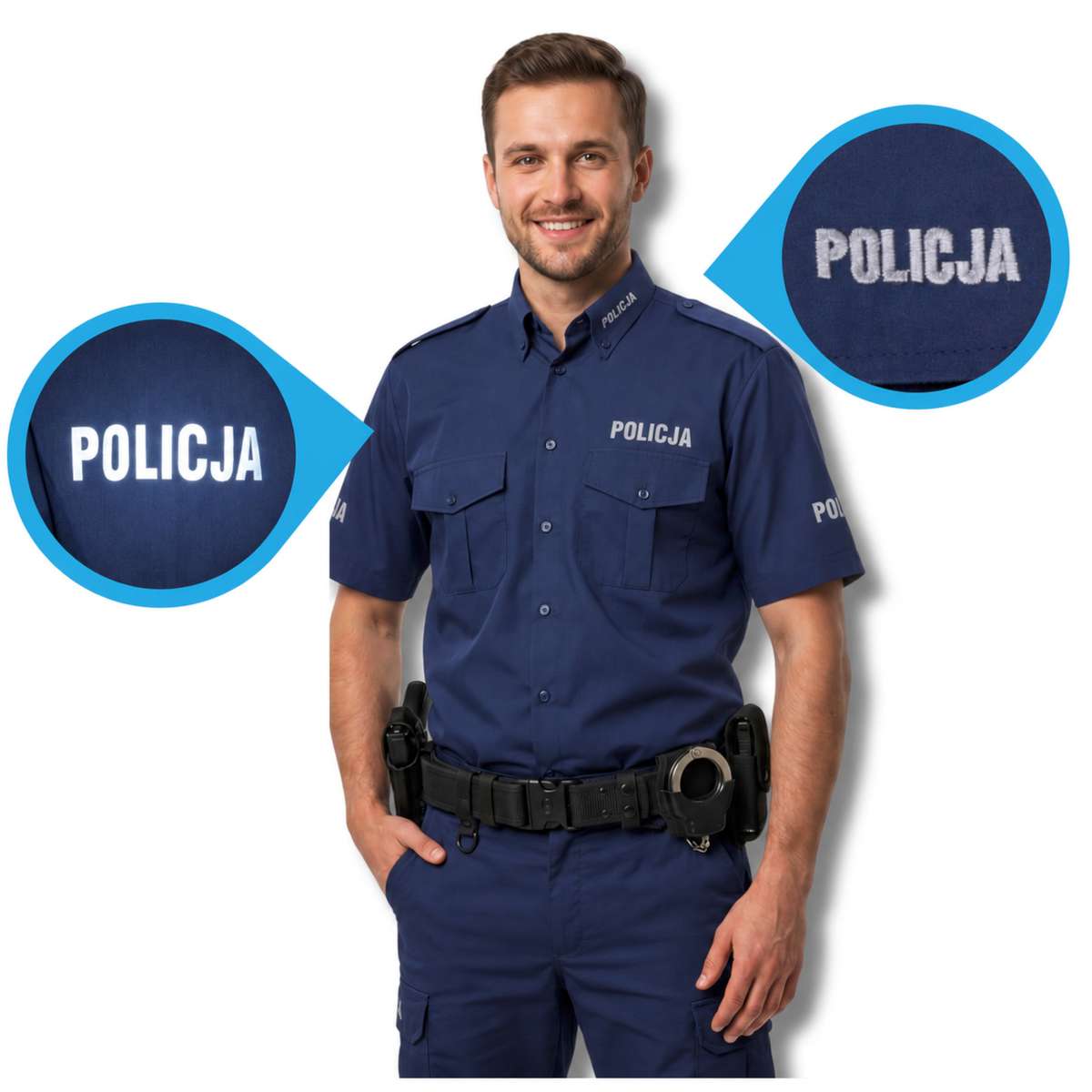 Koszula Męska Służbowa Zestaw 3-PAK Krótki Rękaw Policja - obrazek 5