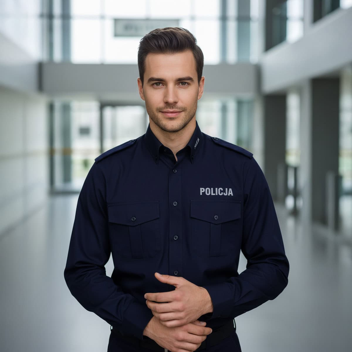 Koszula Męska Służbowa Granatowa Długi Rękaw Policja - obrazek 7