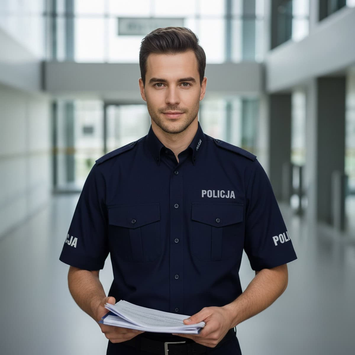 Koszula Męska Służbowa Granatowa Krótki Rękaw Policja - obrazek 7