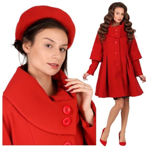 Kurtka płaszcz zimowy damski czerwony