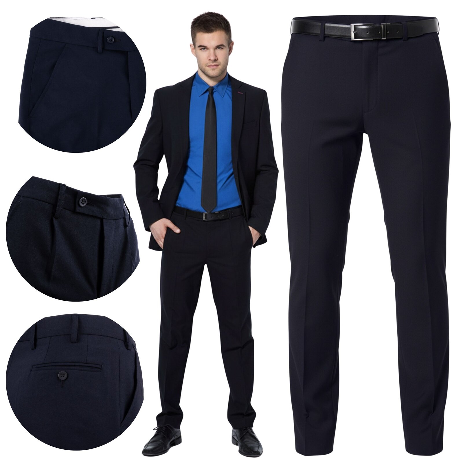 Spodnie męskie eleganckie wyjściowe slim - obrazek 2