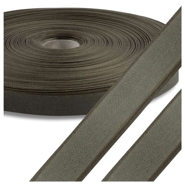 Mocna Taśma Odzieżowa Khaki Splot Jodełka 2cm