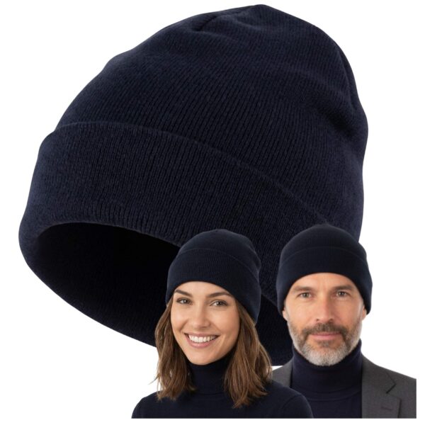 Czapka zimowa bawełniana miękka beanie granatowa z dzianiny