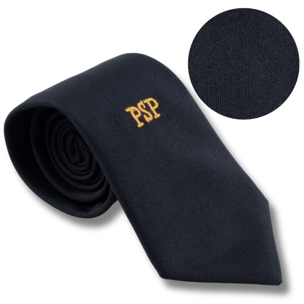 Czarny Krawat Matowy Państwowej Straży Pożarnej Złoty Napis PSP