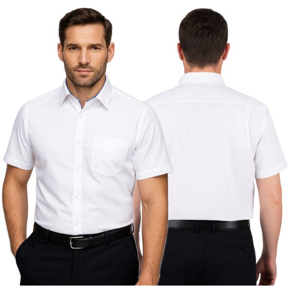 Koszula męska krótki rękaw slim biała