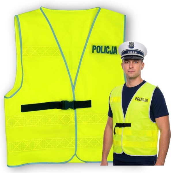 Kamizelka Odblaskowa Policja Gładka Zapinana na Zacisk
