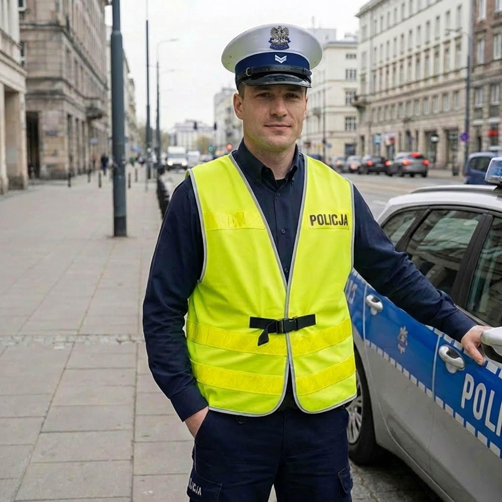 Kamizelka Odblaskowa Policja Gładka Zapinana na Zacisk - obrazek 12