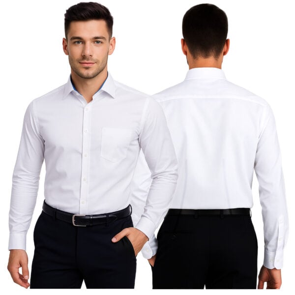 Koszula męska długi rękaw slim biała