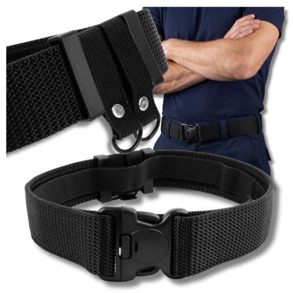 Pas Pleciony Policja czarny podwójny