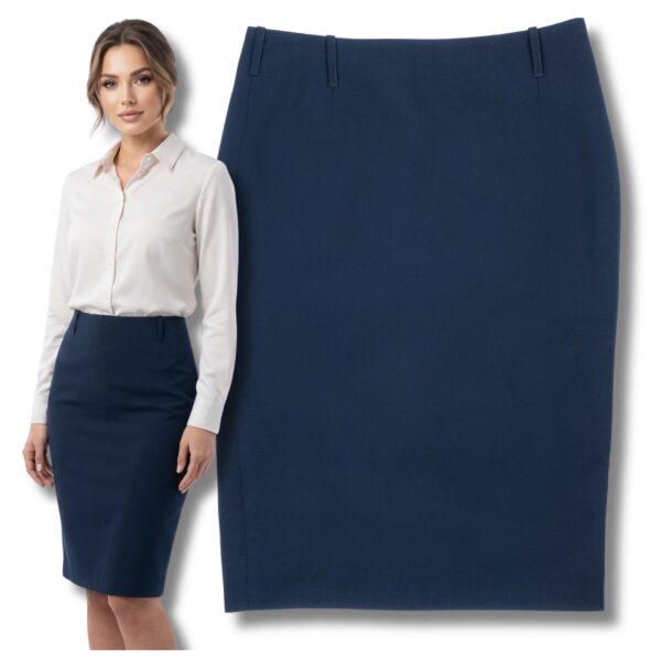 Granatowa Spódnica Ołówkowa Midi