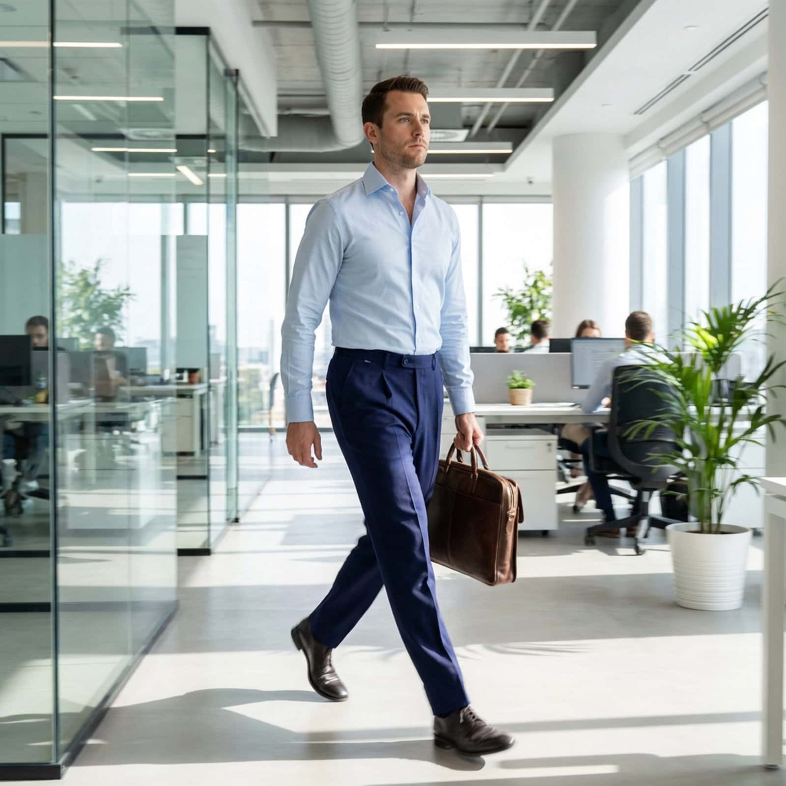 Spodnie męskie slim granatowe Madrid - obrazek 6