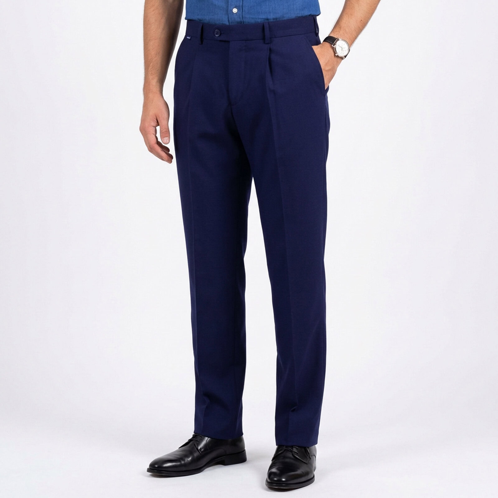 Spodnie męskie slim granatowe Madrid - obrazek 7
