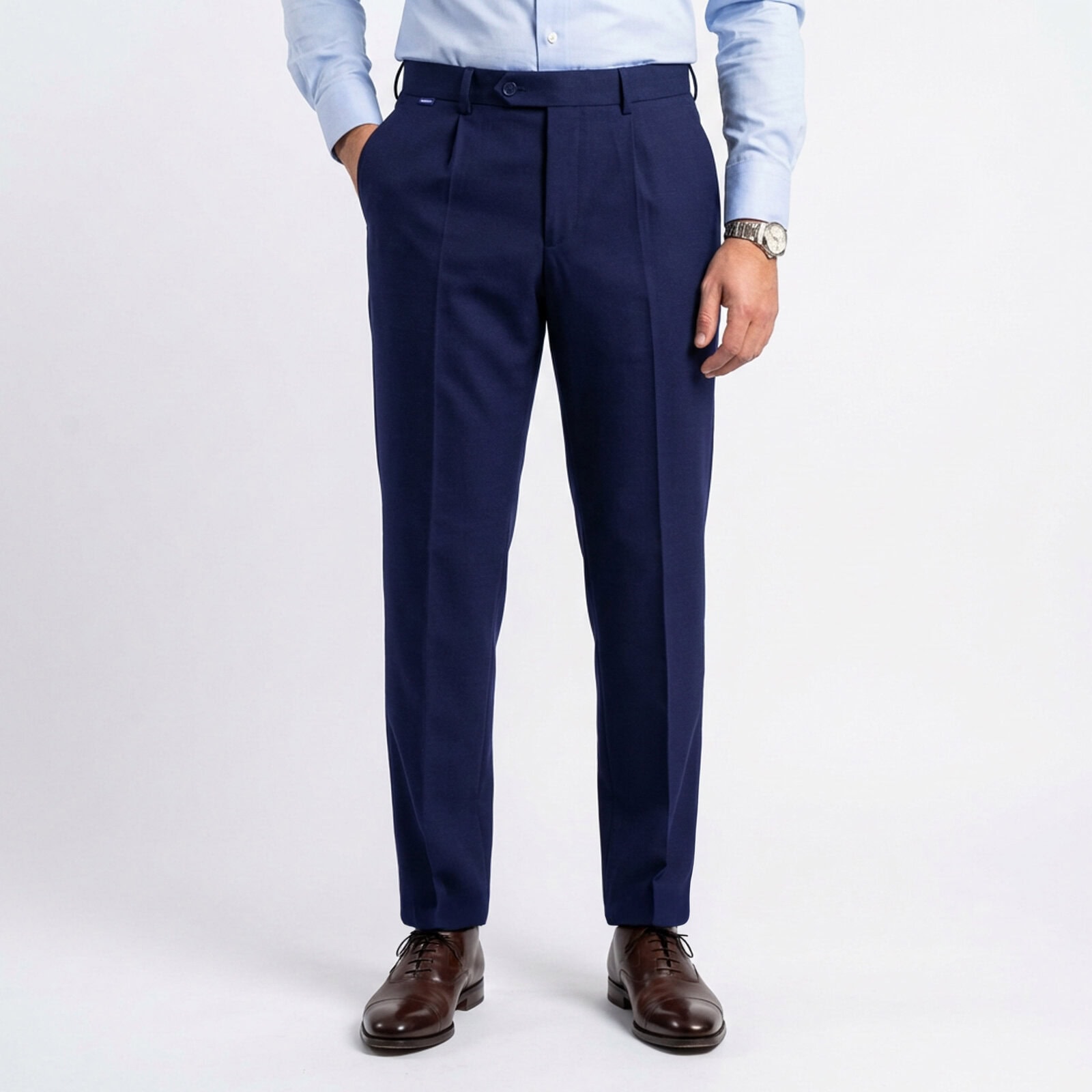 Spodnie męskie slim granatowe Madrid - obrazek 8