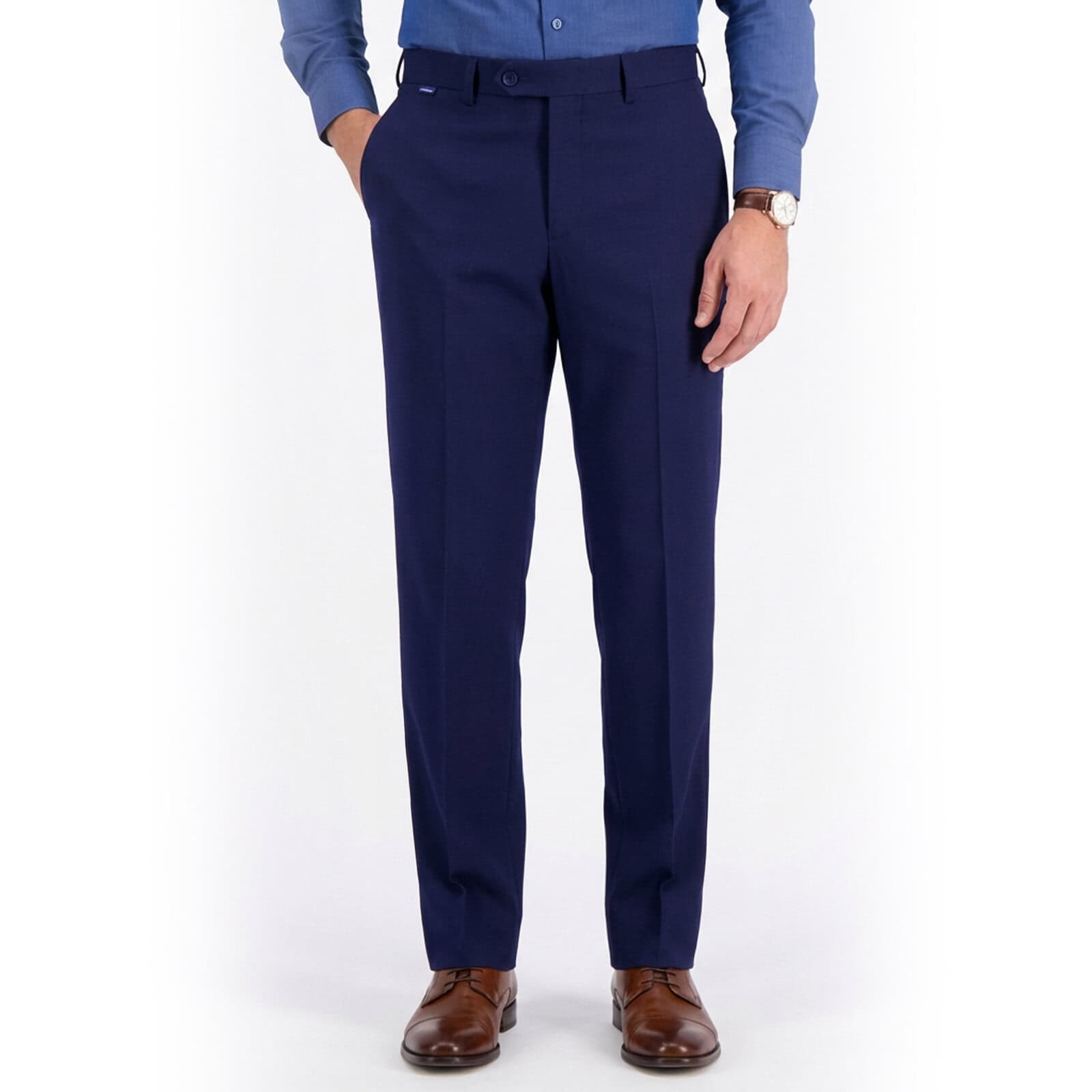 Spodnie męskie slim granatowe Madrid - obrazek 9