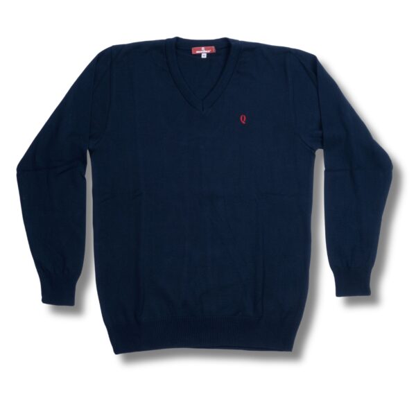 Granatowy Sweter Męski V-neck w Serek Qubus