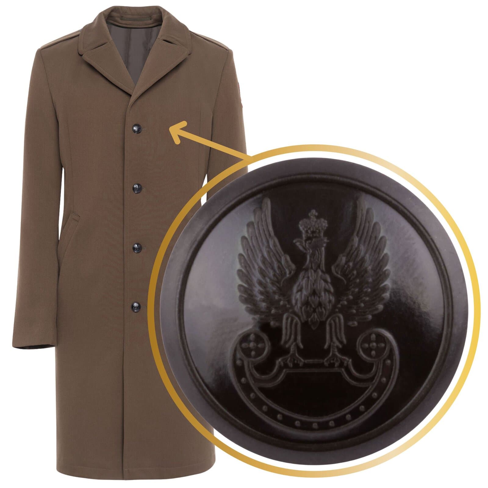 Duży guzik do płaszcza Wojsk Lądowych 25 mm - obrazek 2