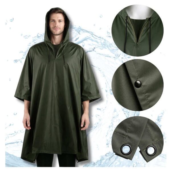 Peleryna Przeciwdeszczowa Wodoodporna Oliwkowa